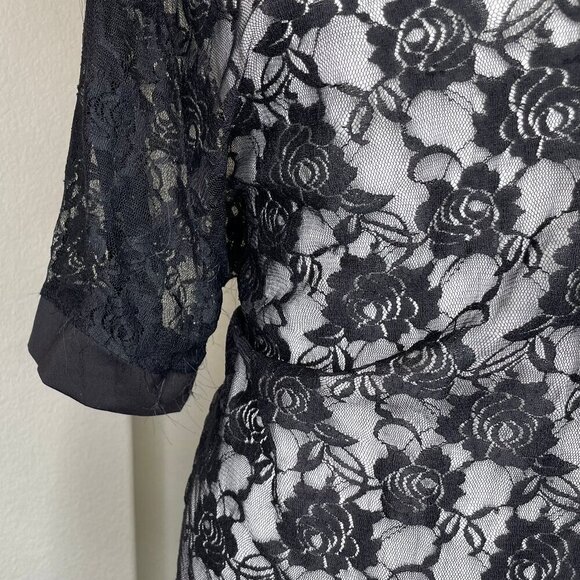 Incerun Black Lace Mock Neck Sheer Layers Size 5XL Summer Party Event - Picture 3 of 7